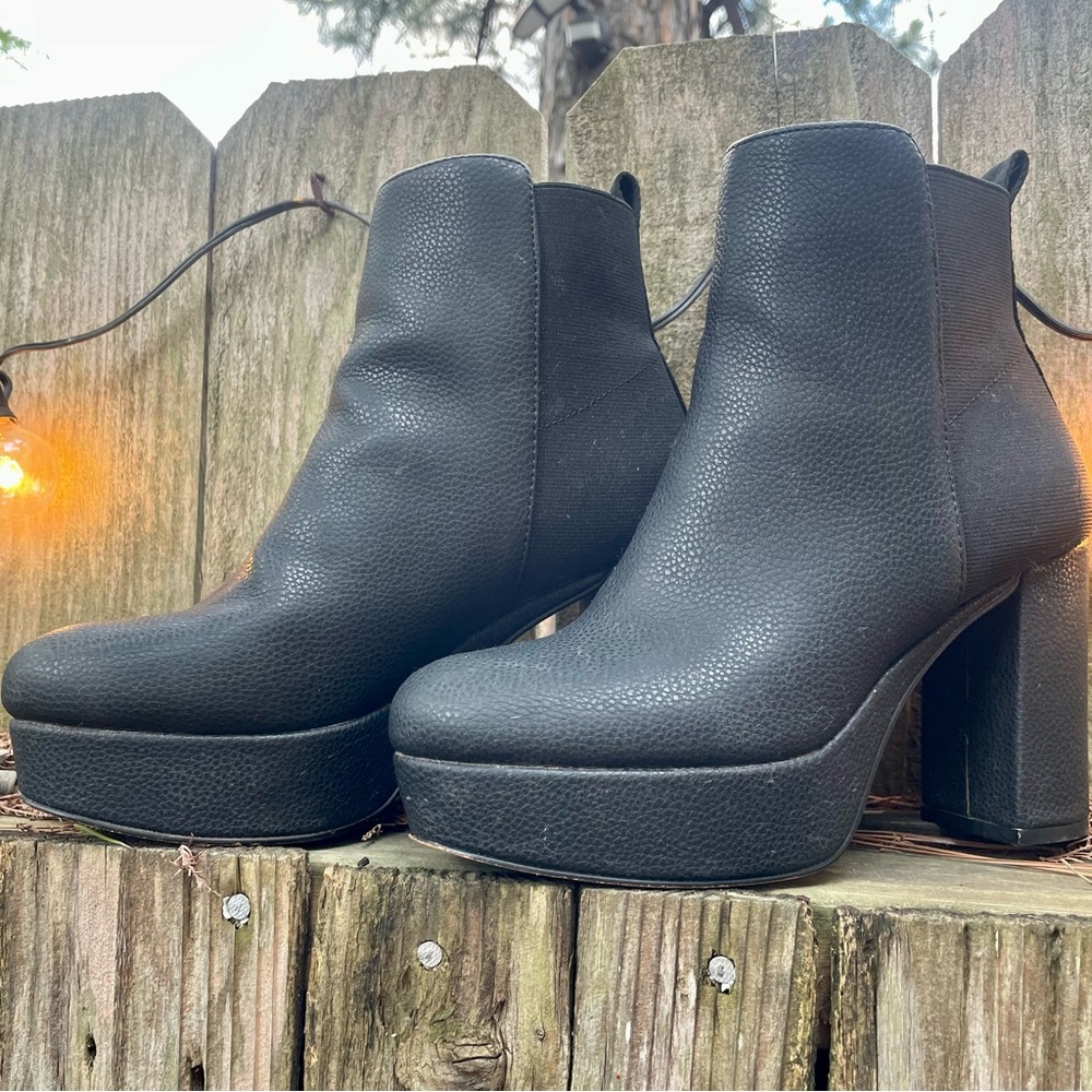 Black Leather Platform Boot